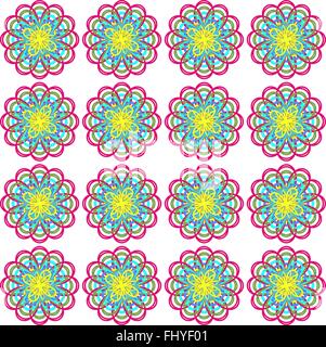 Blumen-Print für Stoff. Nahtlose Muster in verschiedenen Farben mit dominanten rosa Farbe. Digitale Vektorgrafik Hintergrund. Stock Vektor