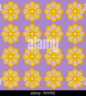 Gelb gelbe Blumen auf lila Hintergrund. Digitalen Hintergrundmuster Vektor. Stock Vektor