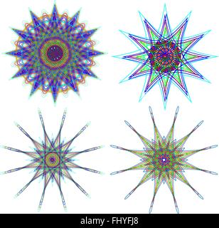 Abstrakte Blumen in verschiedenen Formen und Neon-Farben. Digitalen Hintergrund-Vektor-Illustration. Stock Vektor