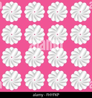 Weiße Blumen auf rosa Hintergrund. Digitalen Hintergrundmuster Vektor. Stock Vektor