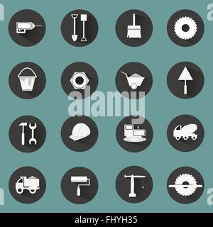 Weiße Bau Symbole auf dunklen grauen Hintergrund. Digitalen Hintergrund-Vektor-Illustration. Stock Vektor