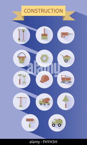 Ikonen-Baukasten. Flache Runde Vektor Illustrationen erstellen. Stock Vektor