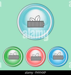 Ökologische natürliche Zeichen und Symbole-Abzeichen. Digitalen Hintergrund Vektor-Icons einstellen isolierte auf bunte Runde Tasten. Stock Vektor