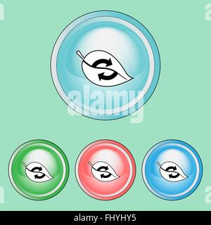 Ökologische natürliche Zeichen und Symbole-Abzeichen. Digitalen Hintergrund Vektor-Icons einstellen isolierte auf bunte Runde Tasten. Stock Vektor