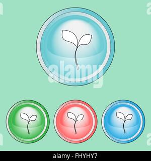 Ökologische natürliche Zeichen und Symbole-Abzeichen. Digitalen Hintergrund Vektor-Icons einstellen isolierte auf bunte Runde Tasten. Stock Vektor