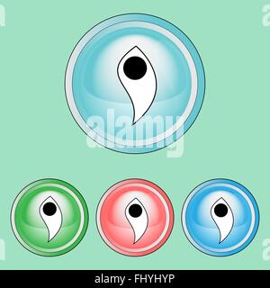 Ökologische natürliche Zeichen und Symbole-Abzeichen. Digitalen Hintergrund Vektor-Icons einstellen isolierte auf bunte Runde Tasten. Stock Vektor