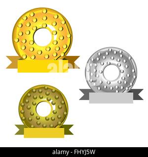 Am besten Wüste Wettbewerb. Gold, Silber, Bronze-Awards. Dekoration auf dem Zertifikat. Digitale Vektor-Illustration isoliert auf weiss. Stock Vektor