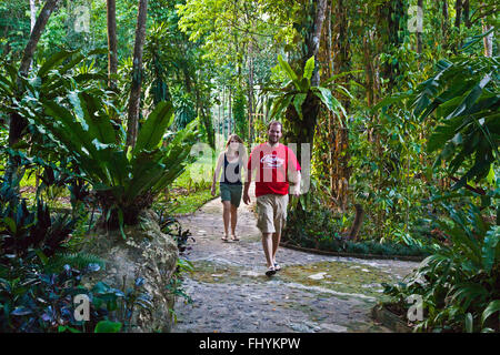Genießen Sie die Dschungel-Einstellung in den RIVERSIDE COTTAGES in KHO SOK, ein perfekter Ort zu bleiben, um Kho Sok National Park - T zu besuchen Stockfoto