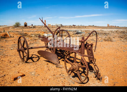 Vintage Grader an Farina, die fiel in Abnahme mit der Schließung der alten Ghan Railway in South Australia Stockfoto