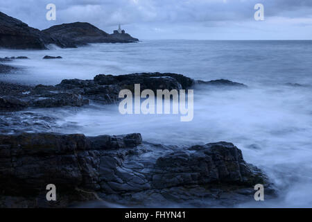 Armband-Bucht und Mumbles Lighthouse, Mumbles, Wales. Stockfoto