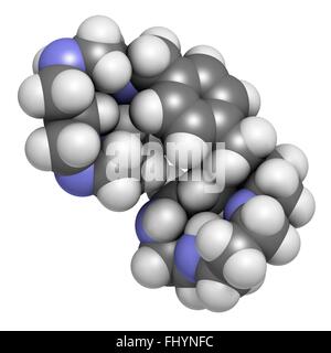 Plerixafor Krebsmedikament Molekül Atome als Kugeln dargestellt werden und sind farblich markiert: Wasserstoff (weiß), Kohlenstoff (grau), Stockfoto