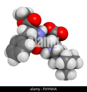 Neotam (E961) Zuckerersatz Molekül Atome als Kugeln dargestellt werden und sind farblich markiert: Wasserstoff (weiß), Kohlenstoff Stockfoto