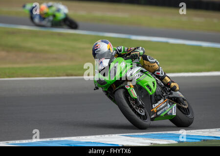 Phillip Island, Australien. 27. Februar 2016. Phillip Island, Australien. Freies Training Nr. 3. Kenan Sofuoglu, Kawasaki Pucetti World Supersport-Team. FIM Supersport Weltmeisterschaft Runde 1. Bildnachweis: Russell Hunter/Alamy Live-Nachrichten Stockfoto