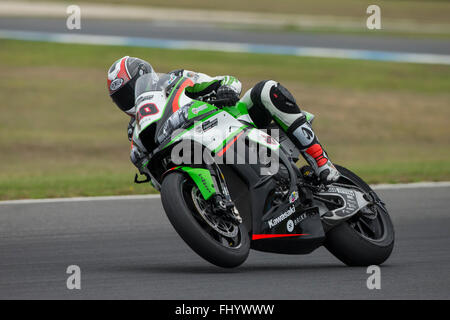 Phillip Island, Australien. 27. Februar 2016. Phillip Island, Australien. Freies Training Nr. 3. Sylvain Barrier, Pedercini Racing. FIM Superbike World Championship, Runde 1. Bildnachweis: Russell Hunter/Alamy Live-Nachrichten Stockfoto