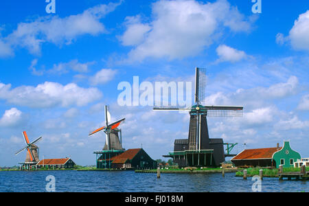 Windmühlen in Zaanse Schans in der Nähe von Zaandam, Amdsterdam, Holland Stockfoto