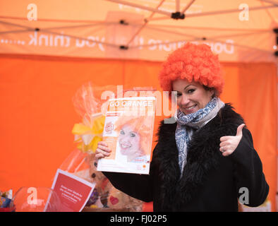 Brentwood, Essex, 27. Februar 2016, Orange bewigged Spendenaktion für Saint Francis Hospice "Go Orange" Kampagne Credit: Ian Davidson/Alamy Live News Stockfoto