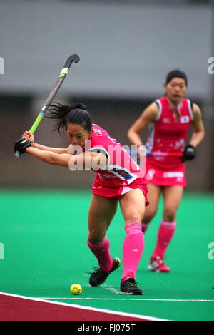 Ibaraki, Osaka, Japan. 20. Februar 2016. Nagisa Hayashi (JPN)-Hockey: Internationaler Frauentag Ausstellung Eishockeyspiel zwischen Japan und Südkorea im Ritsumeikan Hollys Stadium in Ibaraki, Osaka, Japan. © AFLO/Alamy Live-Nachrichten Stockfoto