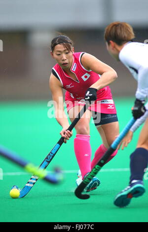 Ibaraki, Osaka, Japan. 20. Februar 2016. Yukari Mano (JPN)-Hockey: Internationaler Frauentag Ausstellung Eishockeyspiel zwischen Japan und Südkorea im Ritsumeikan Hollys Stadium in Ibaraki, Osaka, Japan. © AFLO/Alamy Live-Nachrichten Stockfoto