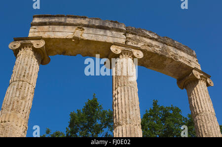 Olympia, Peloponnes, Griechenland.  Das antike Olympia. Das Philippeion, 4. Jh.V.Chr. Stockfoto