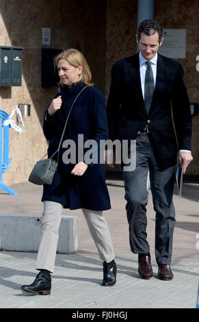 Infantin Cristina und Mann Iñaki Urdangarin in das Gericht von Mallorca, angezeigt von Steuerbetrug im Fall Noos. Stockfoto