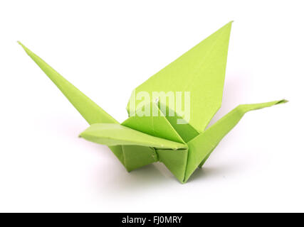 Origami Vogel isoliert auf weißem Hintergrund Stockfoto