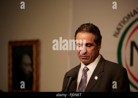 New Yorker Gouverneur Andrew Cuomo, spricht auf die 2016 Martin Luther King Jr. Day Celebration am NAN Haus der Gerechtigkeit in Harlem Stockfoto