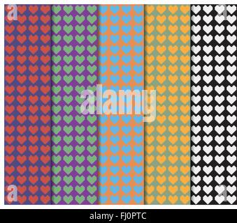 Kleine bunte Herzen auf ausgekleideten Hintergrund in verschiedenen Farben. Digitalen Hintergrund-Vektor-Illustration. Stock Vektor