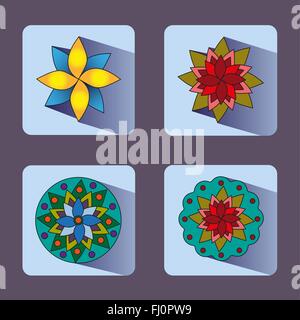 Bunte geometrische floral Icons. Digitalen Hintergrund-Vektor-Illustration. Stock Vektor