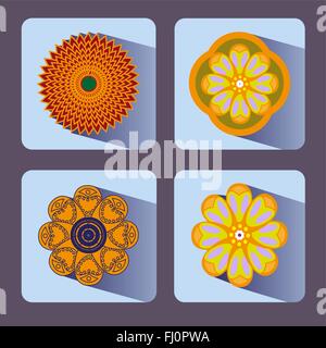 Orange Blumen Symbole. Digitalen Hintergrund-Vektor-Illustration. Stock Vektor