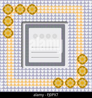 Gelbe, graue Grußkarte. Mit Liebe. Viele Herzen und Blumen. Digitalen Hintergrund-Vektor-Illustration. Stock Vektor