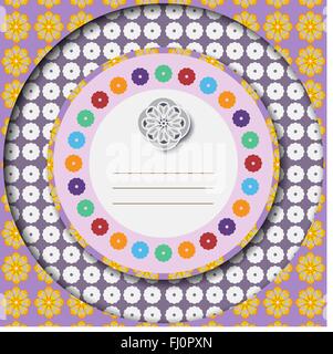 Hellen Einladung Grußkarte mit orange Blumen auf lila Hintergrund mit Textzeilen. Digitalen Hintergrund-Vektor-Illustration. Stock Vektor