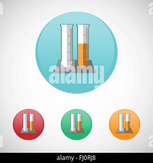Reagenzglas. Gesundheitswesen. Digitalen Hintergrund medizinische Vektor Icon einstellen isolierte auf bunte Runde Tasten. Stock Vektor