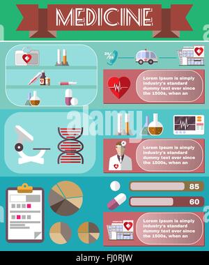 Gesundheit-Design-Flyer. Medizinische Vektor Infografik. Im Gesundheitswesen Verwandte bunte Broschüre. Digitalen Hintergrund Banner Illustration. Stock Vektor