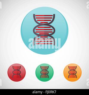 DNA-Spirale. Gesundheitswesen. Digitalen Hintergrund medizinische Vektor Icon einstellen isolierte auf bunte Runde Tasten. Stock Vektor