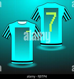 Fußball Fußball Baseball Volleyball Team Sportswear Uniform. Stilvolles Design für Spieler T-shirts. Türkis Rückennummer 7. Stock Vektor