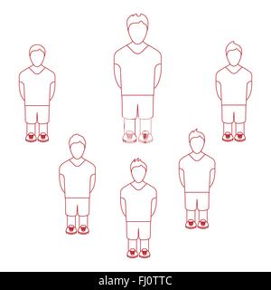 Fußball-Fußball-Baseball-Volleyball-Team. Roten Spieler Silhouette. Digitalen Hintergrund Vektor-Illustration. Stock Vektor