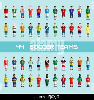 Fußball Club Soccer Players Silhouetten. Spiel Fußball Team-Player große Computersatz. Sport-Infografik. Digitale Vektor. Stock Vektor
