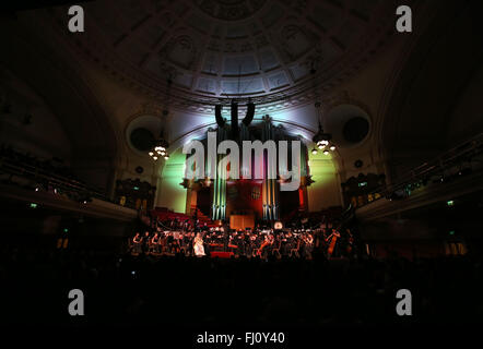 London, UK. 27. Februar 2016. Foto aufgenommen am 27. Februar 2016 zeigt chinesischen Neujahrs Konzert 2016 London Central Hall Westminster in London, Großbritannien. © Han Yan/Xinhua/Alamy Live-Nachrichten Stockfoto