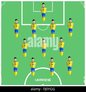 Fußball-Fußball-Spieler auf dem Spielfeld isoliert. Computer-Spiel Fußball-Club-Spielplatz. Digitale Vektor-Illustration. Stock Vektor