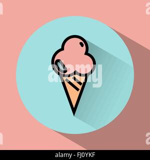 Buntes Eis Kegel-Symbol. Kritzeleien. Sommer behandelt Konzept. Digitalen Hintergrund Vektor print. Stock Vektor