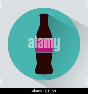 Glasflasche Soda Runde Symbol. Alkoholfreies Getränk. Nicht-alkoholische kohlensäurehaltige Getränke. Digitale Vektor-Illustration. Stock Vektor