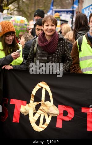 Caroline Lucas MP Green Party in der CND Anti Trident Protestkundgebung, London, UK bei der CND Anti Trident Protestkundgebung, London, UK Stockfoto