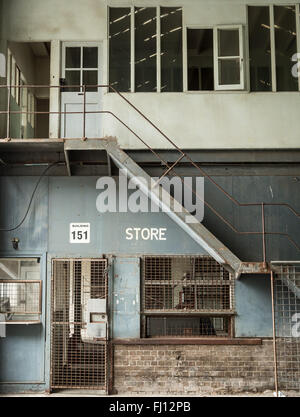 Verlassene Industriebauten, einst als Teil einer Werft auf Cockatoo Island in der Nähe von Sydney, Australien. Stockfoto