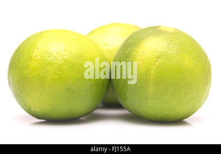 Reife frische Limetten isoliert auf weißem Hintergrund Stockfoto