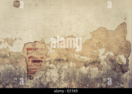 alte Mauer mit Rissen Hintergrund, Vintage Wand Stockfoto