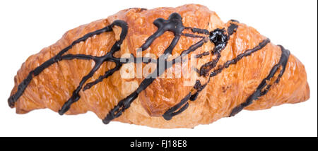 Frisch gemachte Schokoladencroissants (close-up erschossen) isoliert auf weißem Hintergrund Stockfoto