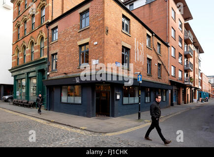 Manchester, UK - 16. Februar 2016: 63 Grad Restaurant und Appartements im Northern Quarter an der Kreuzung von High Stockfoto