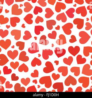 Rotes Herz auf einem weißen Hintergrund nahtlose Muster für den Valentinstag Stock Vektor