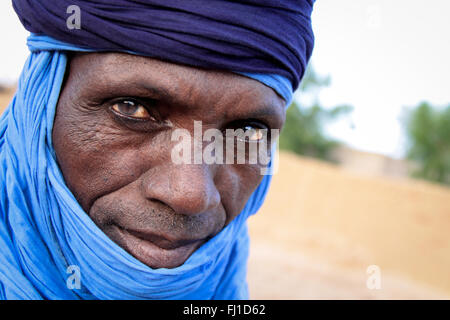 Close up Portrait auf die Augen einer Wüste Mann in der Sahelzone, Burkina Faso Stockfoto