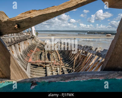 Inhambane Mosambik Dhow-Angeln-Bau Stockfoto